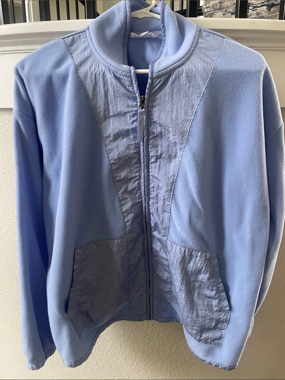 Women's Light Blue Teddy Fleece Jacket with Zip Front
